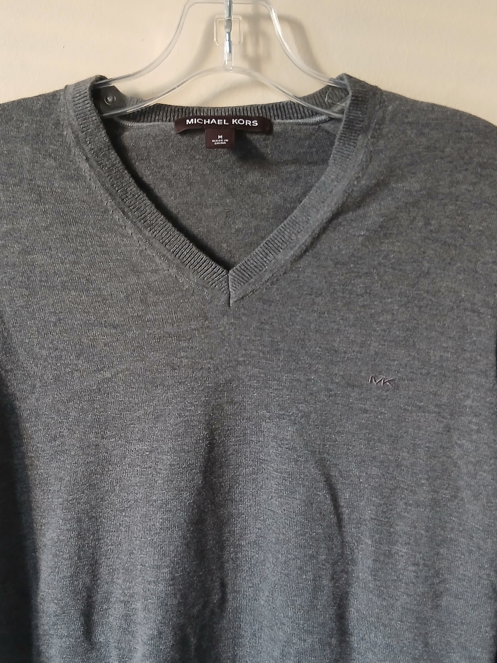 Michael Kors Men's Heather Gray V-Neck Sweater - Picture 1 of 3